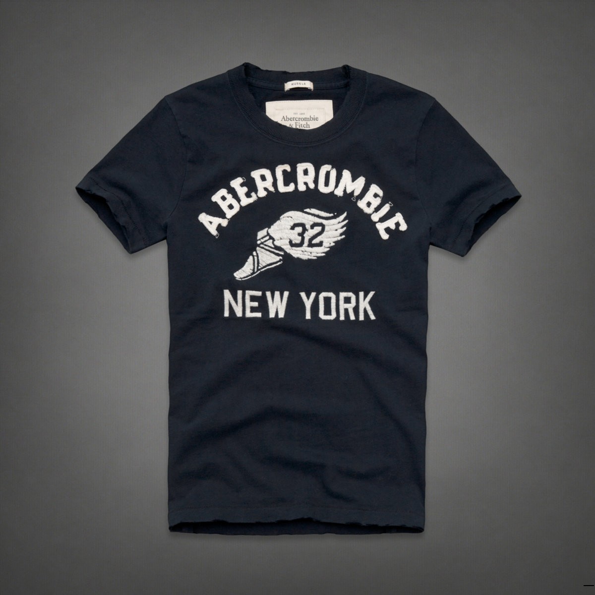 Abercrombie Fitch Hombres De Cuello Redondo Corto Remera AF5409